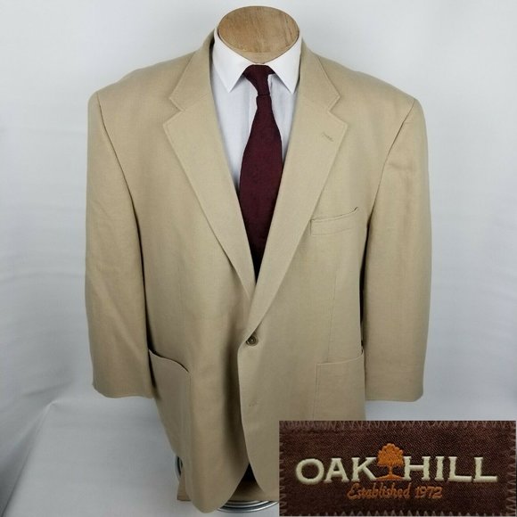 Oak Hill Sport Coat Mens 52R Beige Linen Blend - Picture 1 of 8